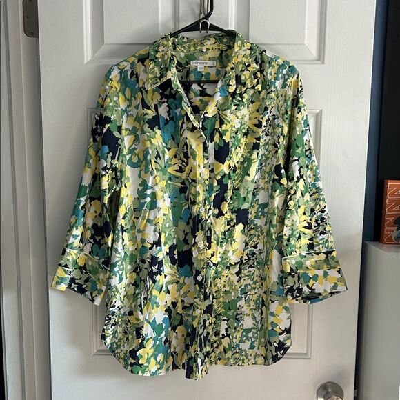 Chico’s No Iron Stretch Floral 3/4 Sleeve Tunic Size 16 - Picture 3 of 7